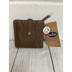 Justin Wallet RFID Protection Western Style Brown‎ Leather Small
